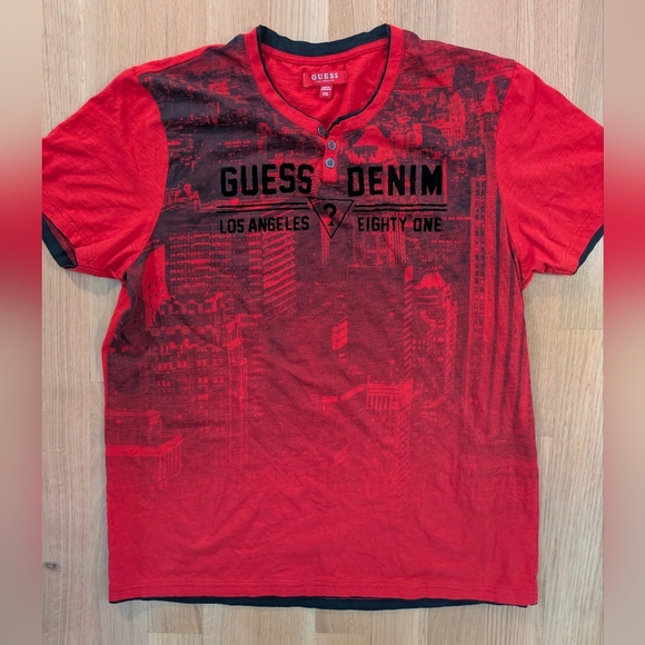 Guess Los Angeles Men's Red T-shirt Slim Fit XXL - Picture 1 of 7